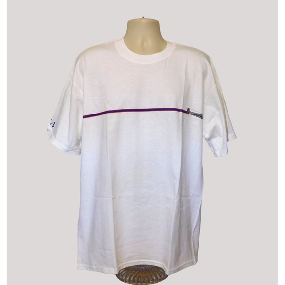 Delta Airlines DC 3 Airplane Tee Shirt Mens XL White Red Blue Gildan Short Slv - Picture 1 of 6